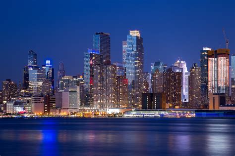 New City Urban Nyc York Manhattan Night Urban Skyline Free Image