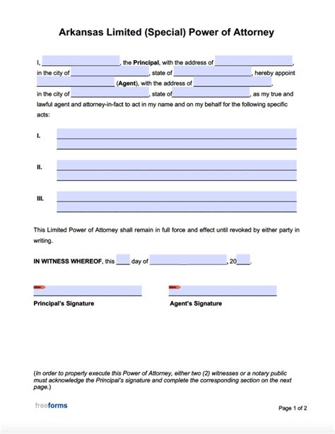 Free Arkansas Power Of Attorney Forms Pdf Word