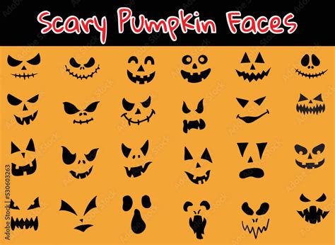 Scary Pumpkin Face, Halloween faces vector set, Scary Pumpkin Face SVG ...