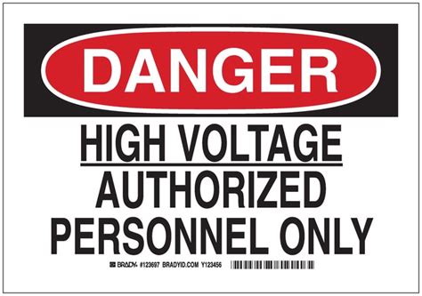 Brady™ Signs Danger High Voltage Authorized Personnel Only Fisher