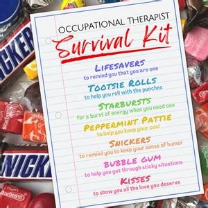 Occupational Therapist Survival Kit Gift Tag Topper Occupational