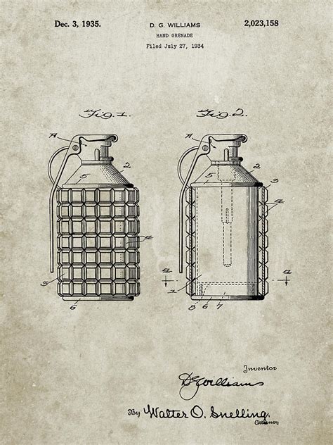 Pp867 Sandstone Hand Grenade Patent Poster Digital Art By Cole Borders