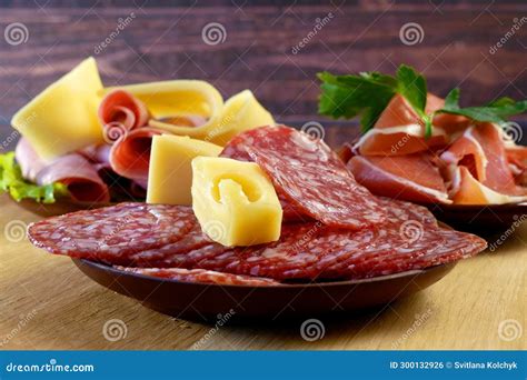 Cold Smoked Meat Jamon Sausage Cold Meat Cheese Plate Antipasto