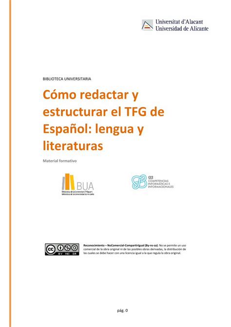 PDF Cómo redactar y estructurar el TFG de Español lengua y