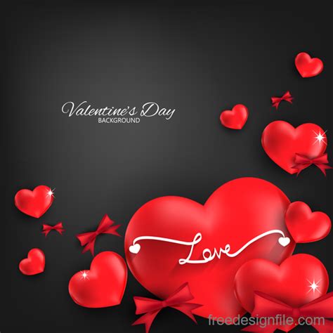 Red Heart Shape With Black Valentines Day Background Vector 03 Free Download