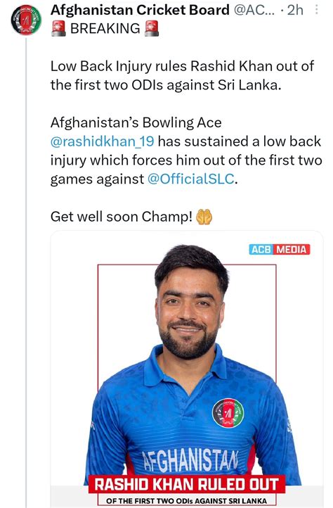 Sri Lanka Vs Afghanistan: Rashid Khan injury update - Newswire