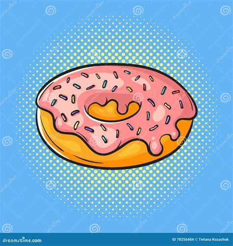 Vector Hand Drawn Pop Art Illustration Of Donut Fast Food Stock Vector Illustration Of Print