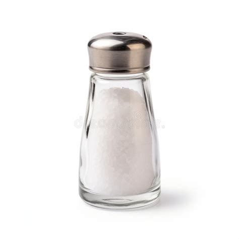 Simple Glass Salt Shaker Filled with White Salt on a Plain Background ... 