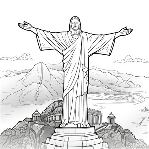 Dibujo del contorno de Cristo el Redentor en Río de Janeiro Brasil para