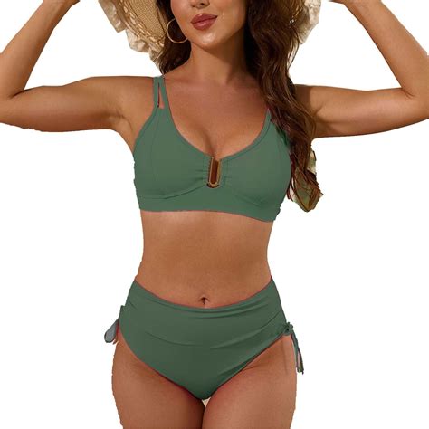 Xudanell Women Sexy Brazilian Bikini Piece Spaghetti Strap Top Thong Swimsuit Bathing Suit