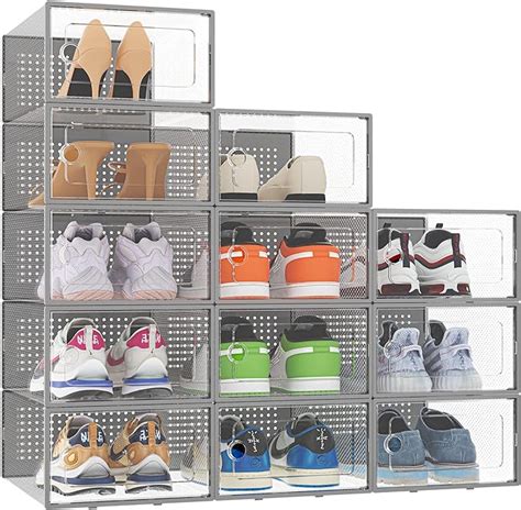 Homidec Schuhboxen Stapelbar Er Pack Schuhkarton Transparent