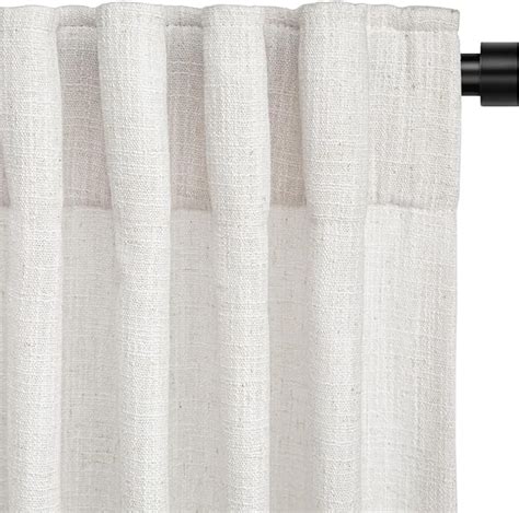 Inovaday Beige White Linen Curtains 120 Inches Long For Living Room Bedroom Back