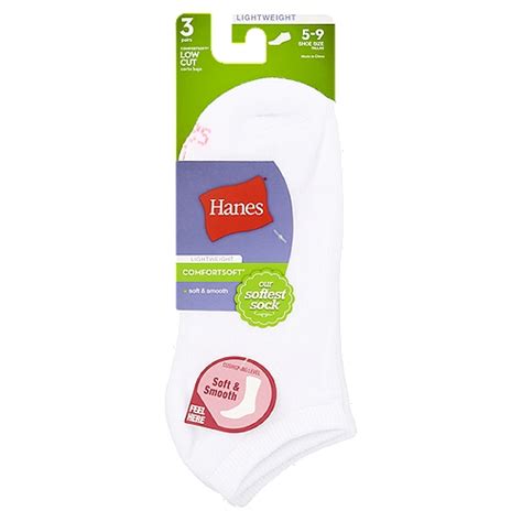 Hanes Comfortsoft Womens White Lightweight Low Cut Socks Shoe Size 5