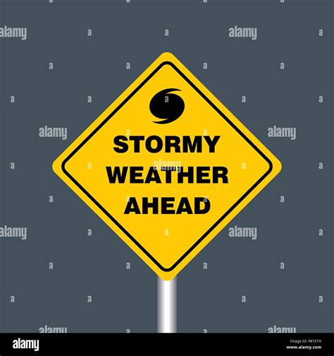 Stormy Weather Ahead Signboard Hurricane Indication Graphic Banner Of