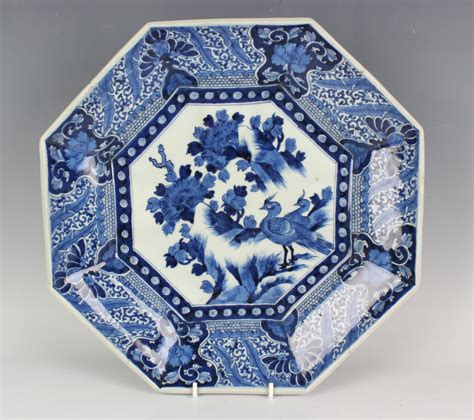 A Japanese Arita Blue And White Porcelain Octagonal Dish Edo Period