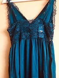 ALCEA ROSEA Womens Lingerie Satin Long Nightgown Sexy Chemise Lace V Neck Sleepwear For Women