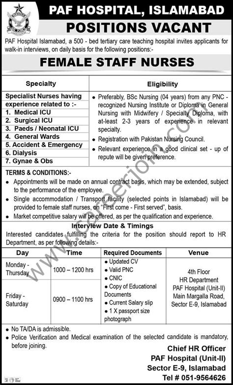 Paf Hospital Islamabad Jobs January 2024