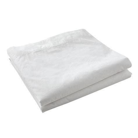 Drap Plat X En Percale De Coton Lav Fils Blanc Linge De Lit