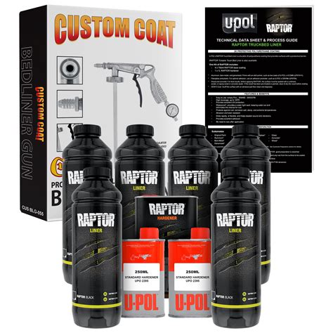 U Pol Raptor Black Urethane Truck Bed Liner Kit 6 Quart With Spray Gun