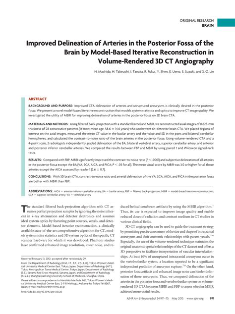 PDF Improved Delineation Of Arteries In The Posterior Fossa Of The