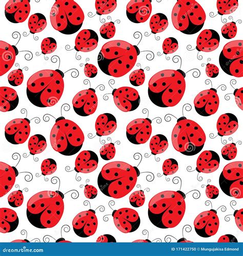 Seamless Ladybug Fabric Pattern Vector Illustration Cartoondealer