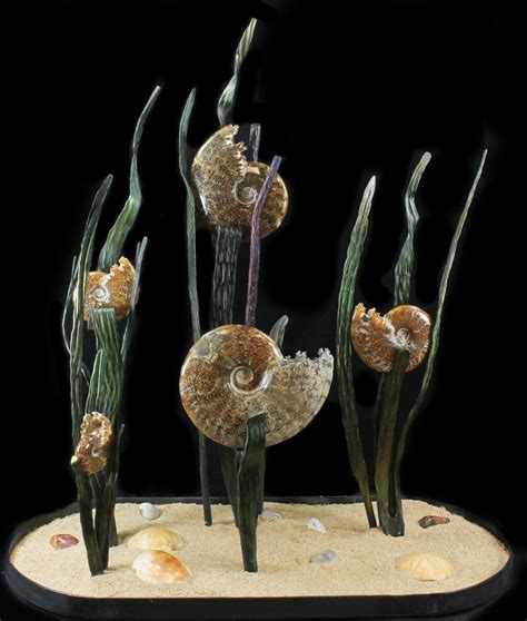 Large, Artistic Ammonite Display Sculpture - Real Fossils (#31900) For ...