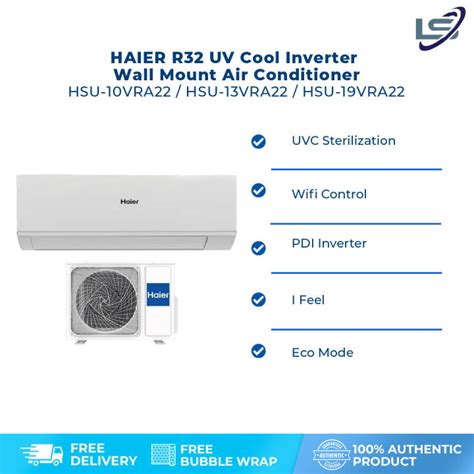 HAIER 1HP 1 5HP 2HP R32 UV Cool Inverter Wall Mount Air Conditioner