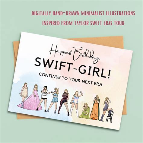 Taylor Swift Birthday Card Printable Taylor Swift Eras Happy Etsy