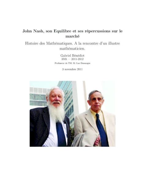 PDF John Nash son Equilibre et ses répercussions sur le plusieurs