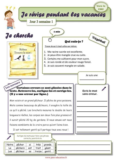 Cahier De Vacances Gratuit À Imprimer Cm1 Vers Le Cm2 encequiconcerne