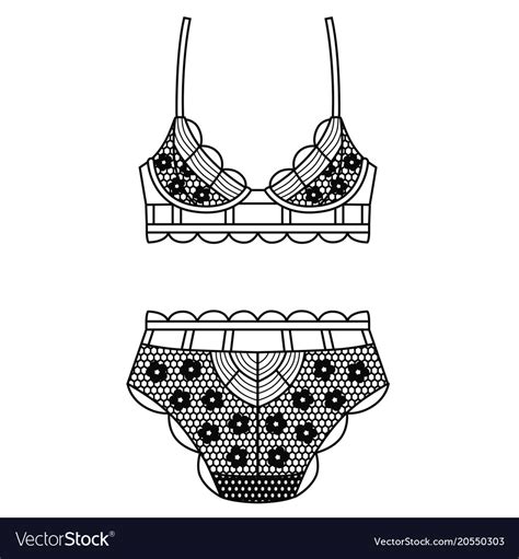 Hand Drawn Lingerie Panty And Bra Set Royalty Free Vector