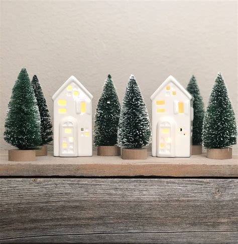 White Ceramic Houses With Lights On Mercari Christmas Decorations