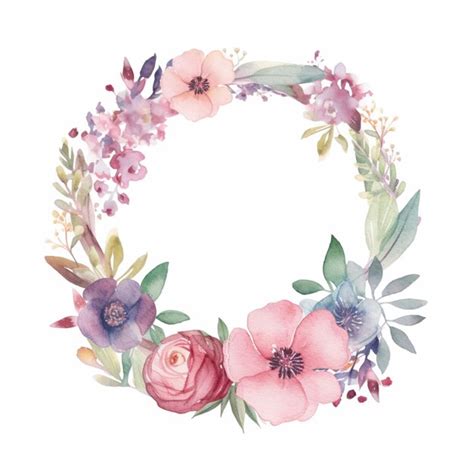 Premium Ai Image A Watercolor Wreath Of Flowers Is Made With Watercolors