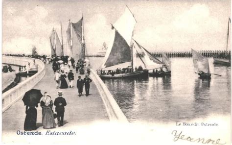 Cpa Carte Postale Belgique Ostende L Estacade Anim E Vm Ok Eur