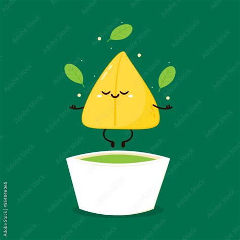 Cute cartoon style Samosa, indian baked savory pastry character. Samosa is indian food. Samosa ...