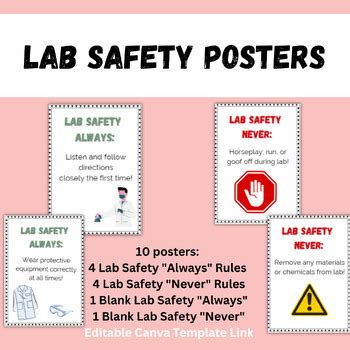 Lab Safety Posters Editable Lab Safety Poster Lab Safety Teaching Images