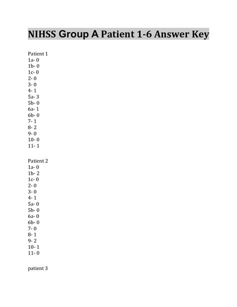 Nihss Group A Patient Answer Key Scholarfriends