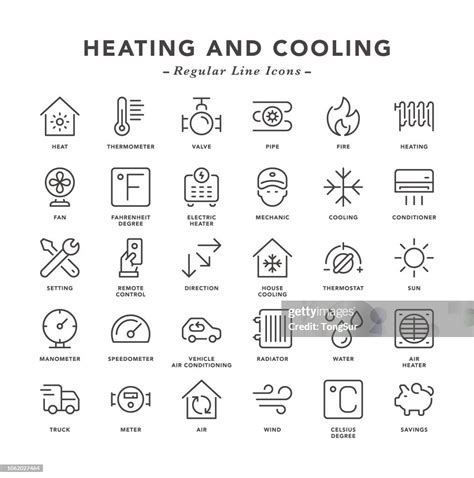 Heating And Cooling Regular Line Icons High Res Vector Graphic Getty