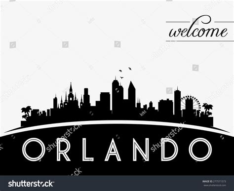 Orlando Usa Skyline Silhouette Black And White Design Vector