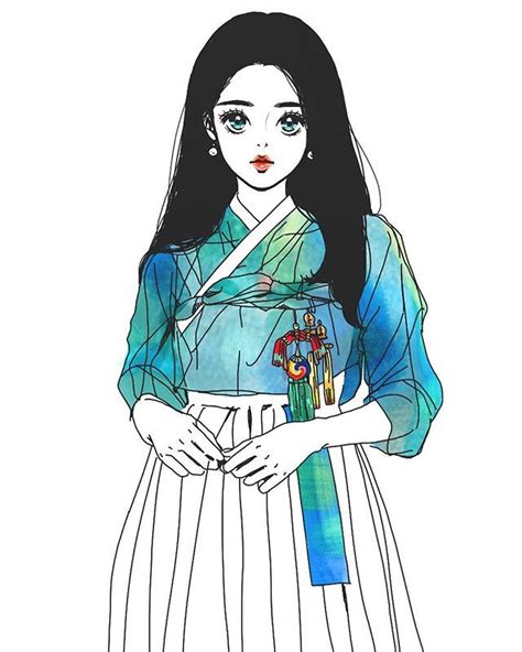 Illustrator Vnvnii On Instagram “💙 한복생활한복그림일러스트낙서illustration