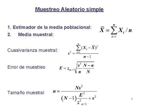 Muestreo Aleatorio Simple 1 Estimador De La Media