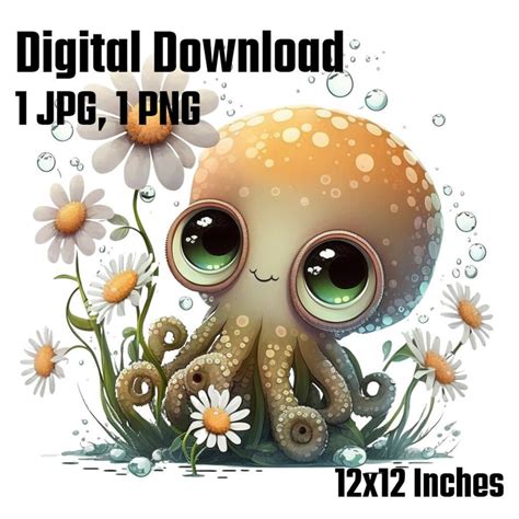 Octopus Clipart Cute Octopus Clipart Sea Creature Digital Files Ocean Animals Clipart Kids ...