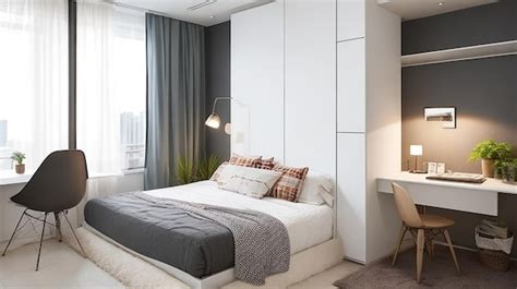 Premium AI Image | Modern studio apartment design with bedroom and living space