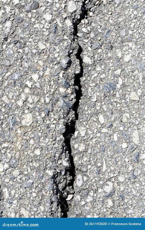 Cracked Broken And Damaged Asphalt Road Detail Stock Photo Image Of