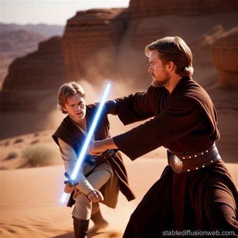 Lightsaber Duel between Obi-Wan and Anakin | Stable Diffusion Online