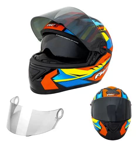 Capacete Fechado E Viseira Fume Gtx Fox Fw Oculos Interno