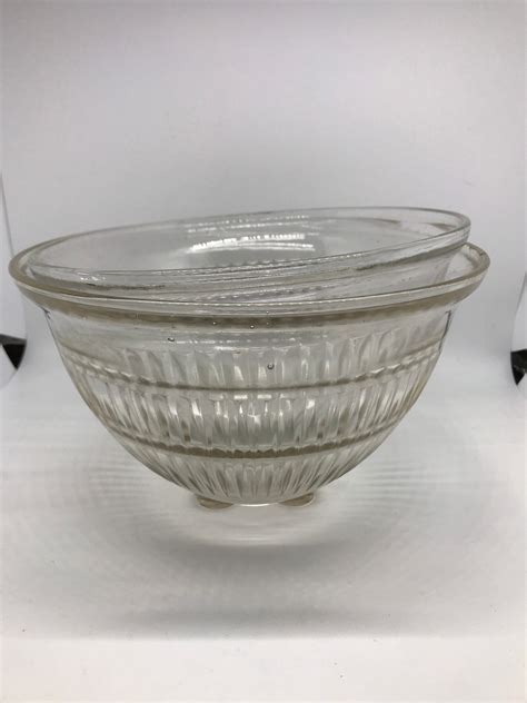 Hazel Atlas Aurora Clear Ribbed Depression Glass Mixing Bowls Etsy