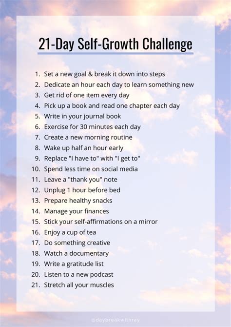 21 Day Self Growth Challenge To Change Your Life Now