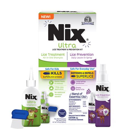 Nix Ultra Lice Treatment And Prevention Kit Shampoo Removal Comb