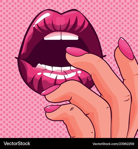 Sexy Female Lips Pop Art Style Royalty Free Vector Image